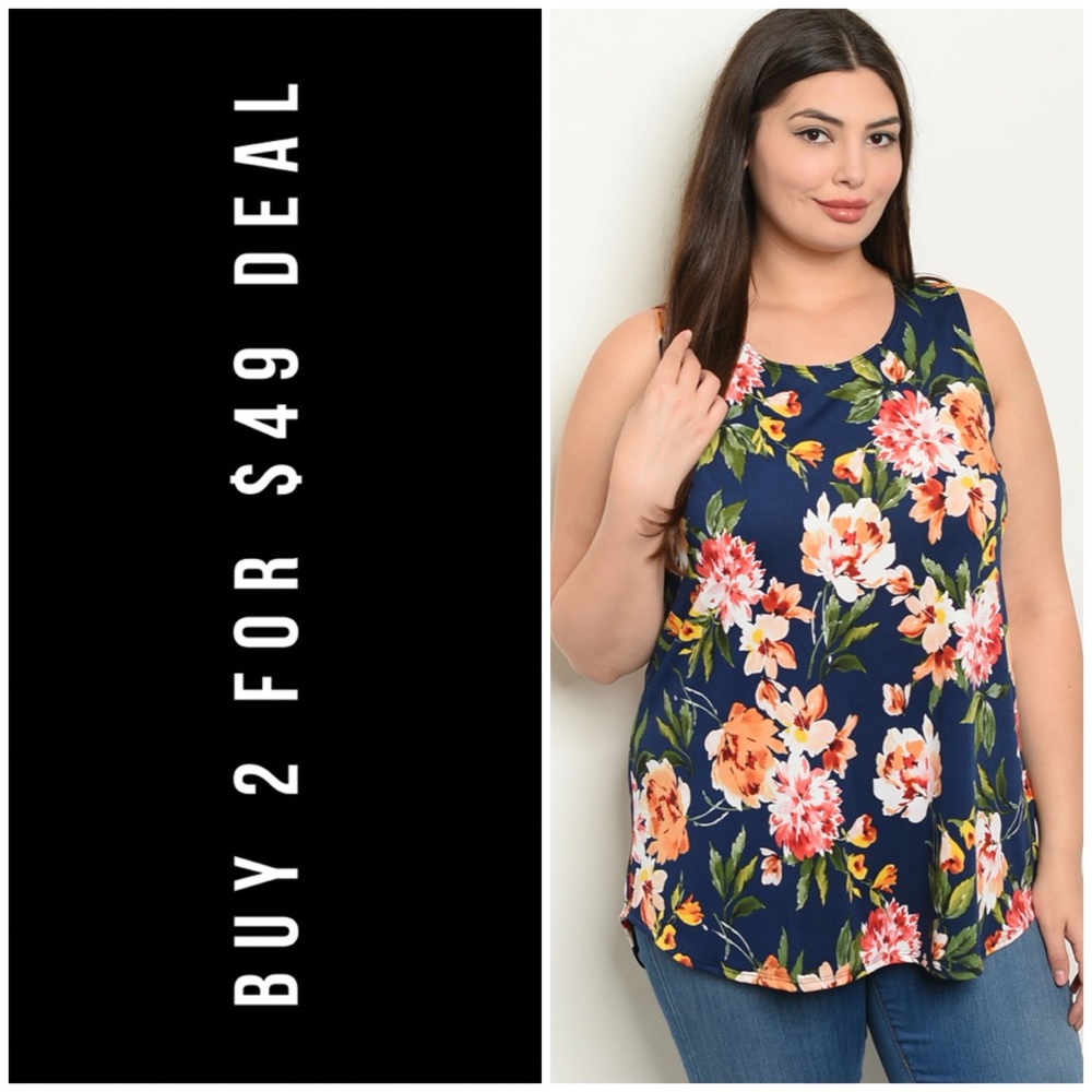 ☀️PLUS//LAST3️⃣//BLUE FLORAL TOP